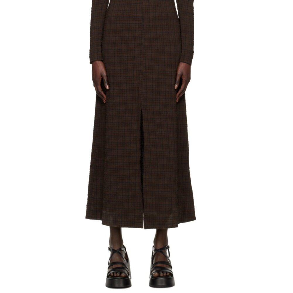 GANNI checked puff sleeve dress